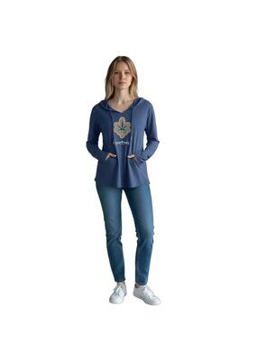 Starbuds Colorado Hooded Tee Shirt Blue Size XXL Casual Retro Loungewear 4/20